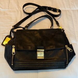 Badgley Mischka Black Satchel with Gold Accents